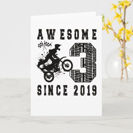 2019年3回目の誕生日贈り物「ダート生まれバイクボーイ」 カード (黄色い花)