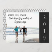 2019年 エレガントな新年の家族写真のホリデーカード シーズンカード (正面/裏面)