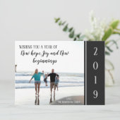 2019年 エレガントな新年の家族写真のホリデーカード シーズンカード (スタンド正面)