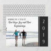 2019年 エレガントな新年の家族写真 ホリデーカード (正面/裏面)