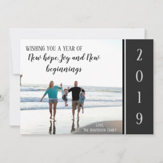 2019年 エレガントな新年の家族写真 ホリデーカード