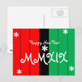 2019年 ハッピーニューイヤー MMXIX クワンザァのストライプ柄 色 シーズンポストカード (正面/裏面)