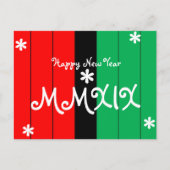 2019年 ハッピーニューイヤー MMXIX クワンザァのストライプ柄 色 - 赤 黒 緑, アフリ シーズンポストカード (正面)