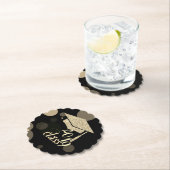 2019年 優雅なゴールドグリッターの卒業帽 ペーパーコースター (インサイチュ)