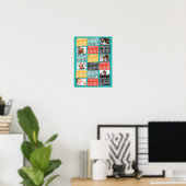 2019年 月別 カレンダー 現代の写真コラージュ ポスター (ホームオフィス)