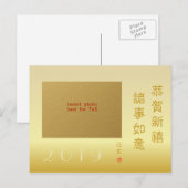 2019年 豚の中国の新年 家族写真 7x5 シーズンポストカード (正面/裏面)