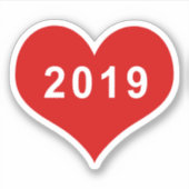 2019年 赤いハート ビニールステッカー シール (正面)