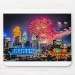 2019年WEBN Fireworks Cincinnati Skyline写真 マウスパッド