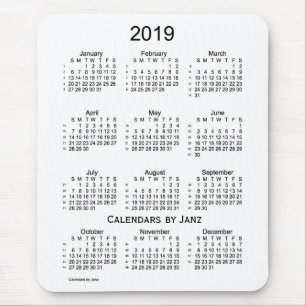 2019白Janz著52週のカレンダー マウスパッド