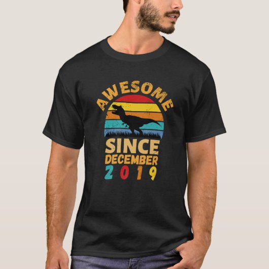 2019素晴らし年12月ヴィンテージ第2誕生日D Tシャツ (正面)