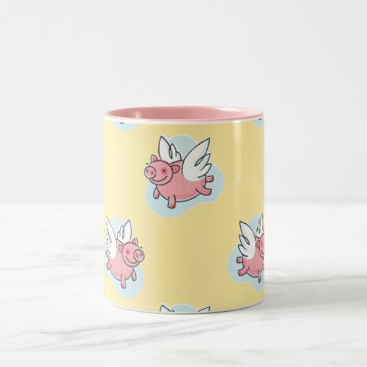2019飛んでいる年中国の初めの豚2音マグ ツートーンマグカップ (中央)