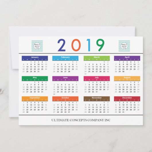 2019 カレンダー 会社 ロゴと社名 シーズンカード (正面)
