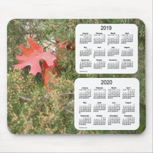 2019-2020年のカシの葉Janz著2年のカレンダー マウスパッド