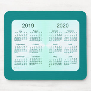 2019-2020 Janz著学年のティール（緑がかった色）のカレンダー マウスパッド