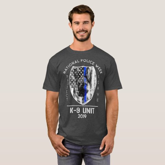 2019 National Police Week K9 Unit Thin Blue Line Tシャツ (正面フル)