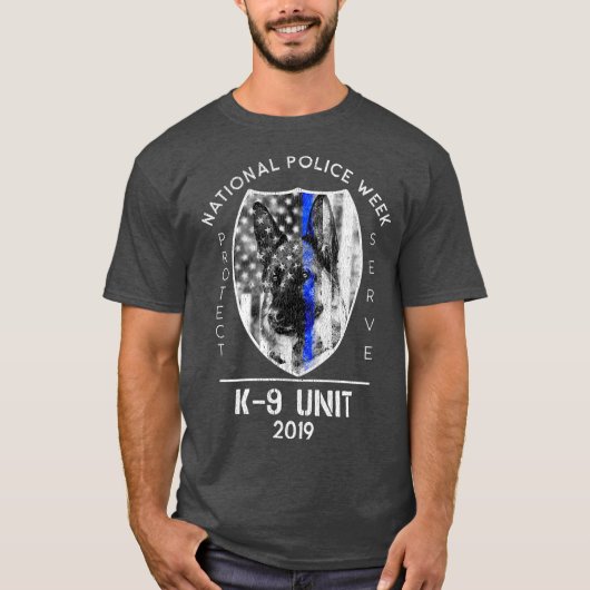 2019 National Police Week K9 Unit Thin Blue Line Tシャツ (正面)