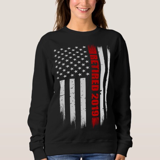 2019 Retired Firefighter   Thin Red Line American  スウェットシャツ (正面)