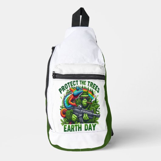 201.いたずら猿とレインボーガン スリングバッグ (正面)