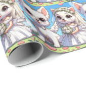 201.かわいい新郎新婦の子犬たち ラッピングペーパー (ロールコーナー)