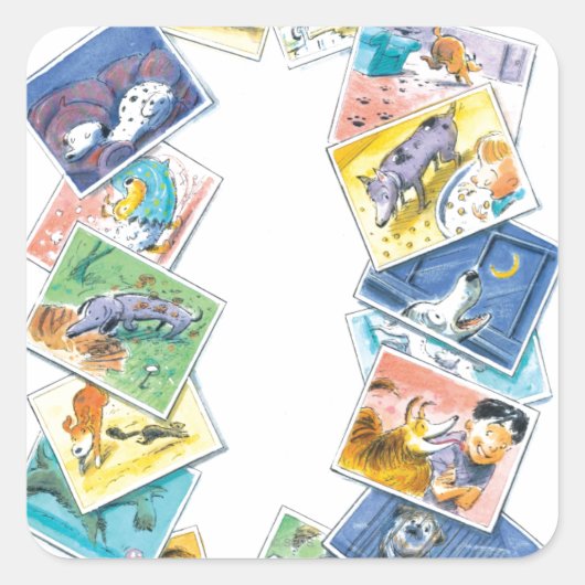 201.イヌの生活の中 スクエアシール (正面)