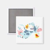 201.ウシと魚の友だちマグネット マグネット (正面/裏面)