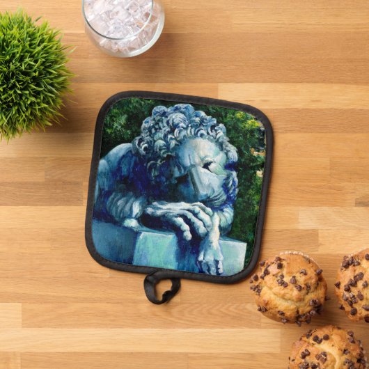 201.カナリア食べの猫 鍋敷き (トップダウン)