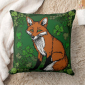 201.キツネとシャムロック クッション (ブランケット)