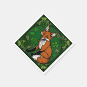 201.キツネとシャムロック スタンダードカクテルナプキン (角)