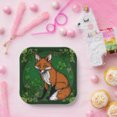 201.キツネとシャムロック ペーパープレート (パーティー)