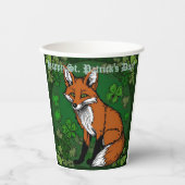 201.キツネとシャムロック 紙コップ (正面)