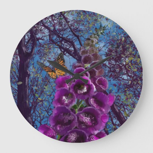 201.キツネザルと蝶 ラージ壁時計 (正面)