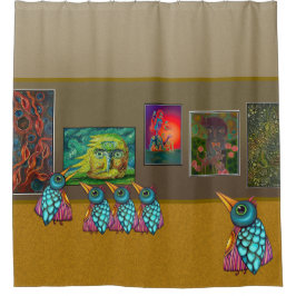 201.ギャラリーの鳥 シャワーカーテン