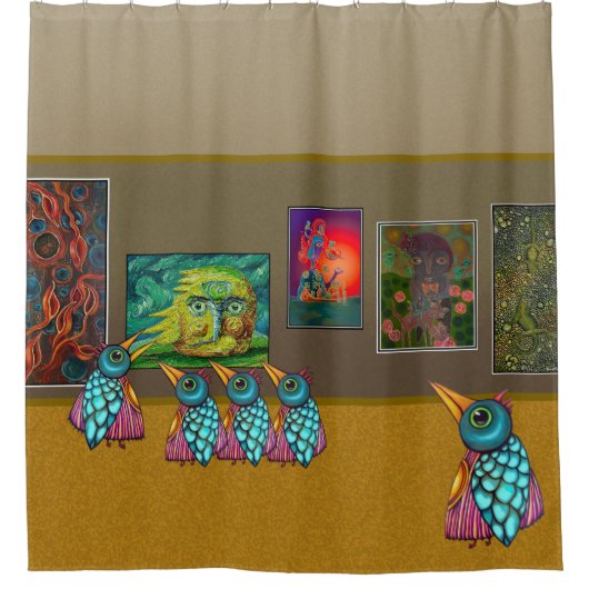 201.ギャラリーの鳥 シャワーカーテン (正面)