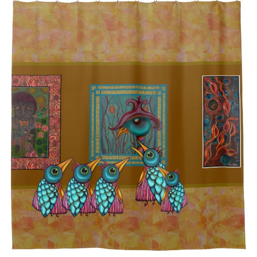 201.ギャラリーの鳥 シャワーカーテン (正面)