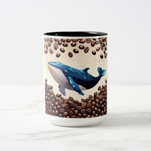201.クジラとコーヒー豆 ツートーンマグカップ (中央)
