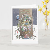 201.クリスマスのネズミの木 カード (黄色い花)