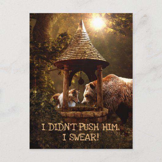 201.コリーと少年と井戸おもしろい- ポストカード (正面)