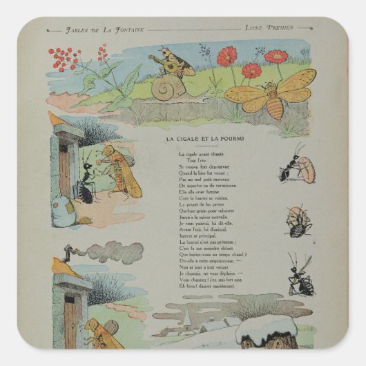 201.セミと寓話のアリ スクエアシール (正面)