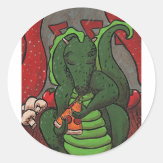 201.ドラゴンとピザ ラウンドシール