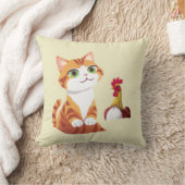 201.ネコとチキン装飾用クッション クッション (ブランケット)