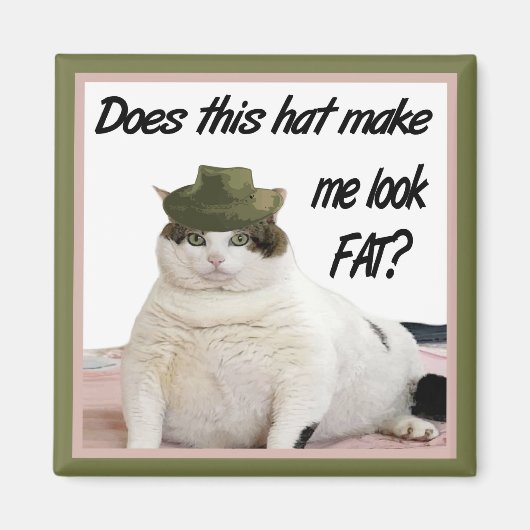 201.ネコと帽子の磁石 マグネット (正面)