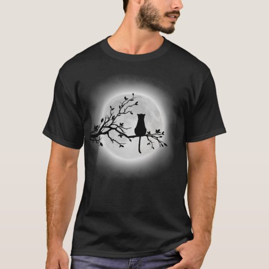 201.ネコと月 Tシャツ (正面)