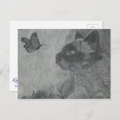 201.ネコと蝶 ポストカード (正面/裏面)
