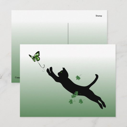 201.ネコと蝶 ポストカード (正面/裏面)