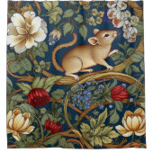 201.ネズミと花アールヌーボー シャワーカーテン (正面)