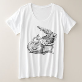 201.ネズミの歯医者とニワトリ プラスサイズTシャツ
