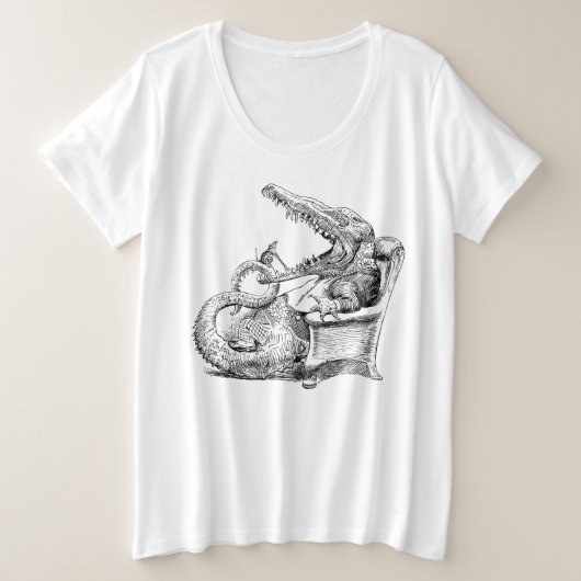 201.ネズミの歯医者とニワトリ プラスサイズTシャツ (デザイン正面)