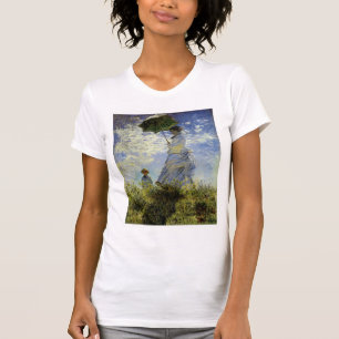 201.パラソルを持つ女性の散歩 Tシャツ