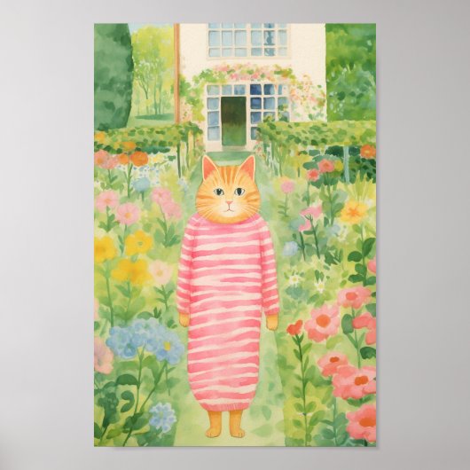 201.ピンク色の猫 ポスター (正面)