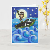 201.フクロウとオオカミ カード (黄色い花)